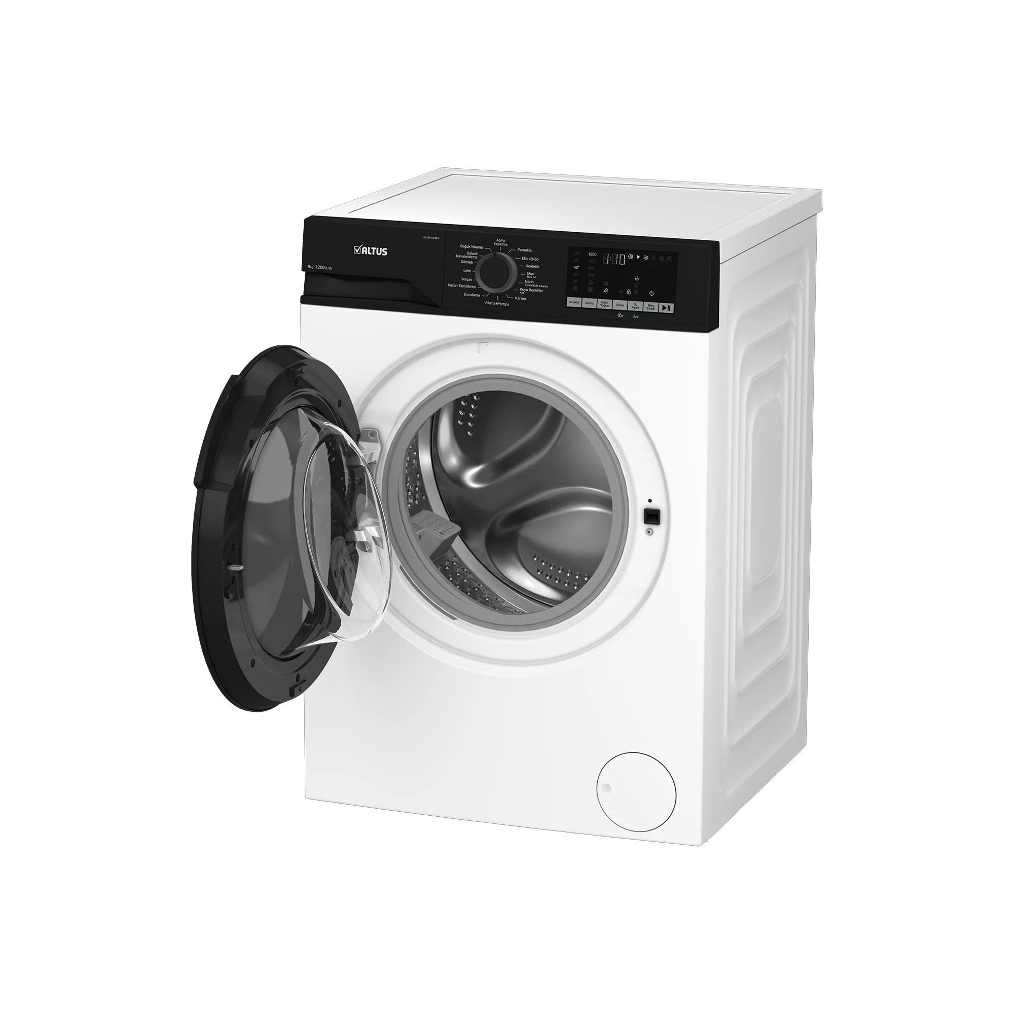 Altus AL CM 91254 D çamaşır makinesi 9 kg 1200 devir kapak açık